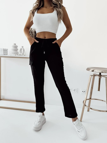 Royalfashion Black women's ribbed combat pants