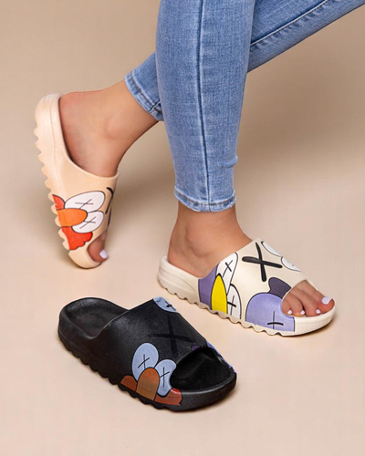 Royalfashion Cream rubber flip-flops for women with print Pfizz