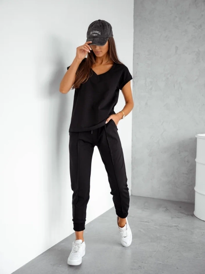 Royalfashion Женский хлопковый повседневный комплект с короткими рукавами