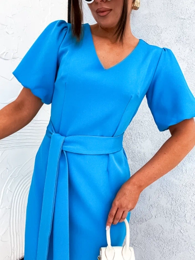 Royalfashion Naiste mini kleit puffvarrukatega ja V-kaelusega