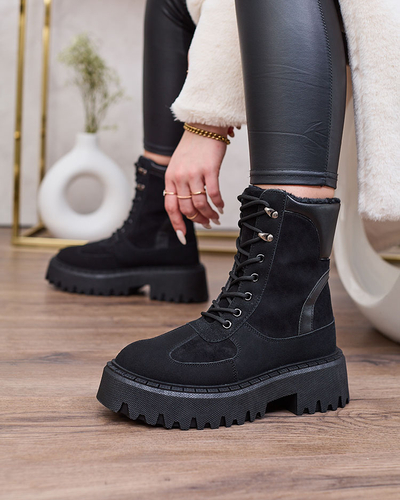 Royalfashion Черные женские ботинки на шнуровке Macnev