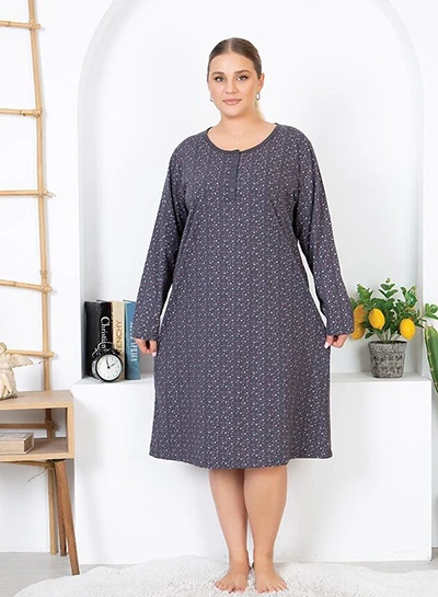 Royalfashion Puuvillast öösärk lilledega PLUS SIZE