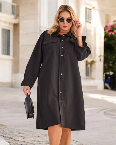 Платье из ткани для женщин Royalfashion с пуговицами PLUS SIZE