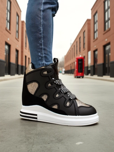 Royalfashion High sports shoes for women with a hidden wedge Oblaffi