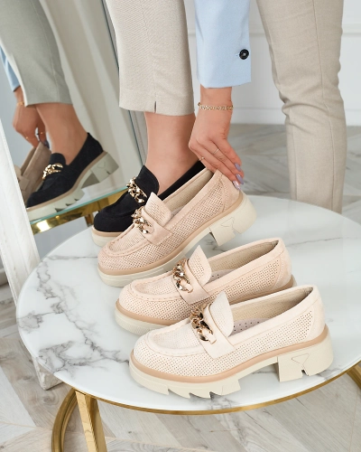 Mustad kuldse kaunistusega öko-suitset mokasiinid Zaffix- Jalatsid