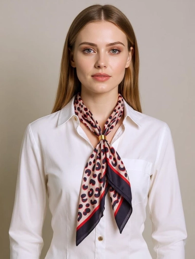 Apollonia – naiste polüester kaelarätt leopardimustriga, beež-must