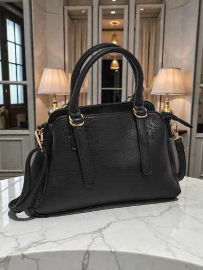 Flora Women's Bag Black Leather Elegant for Everyday
