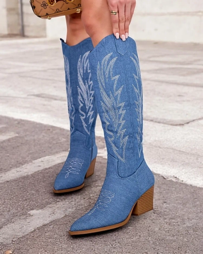Royalfashion Women's Lisso Heeled Cowboy Boots