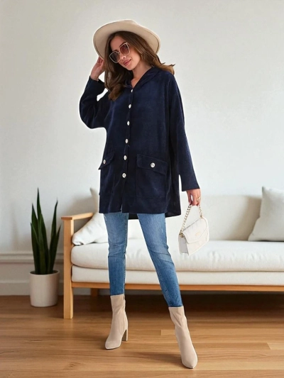 Royalfashion Kvinnar gervi med gull knappar PLUS STORLEK