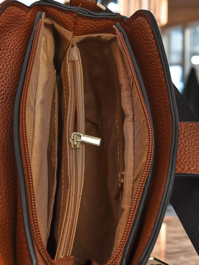 Naiste käekottide kollektsioon - Melania pruun öko-nahk lukuga ja magnetiga