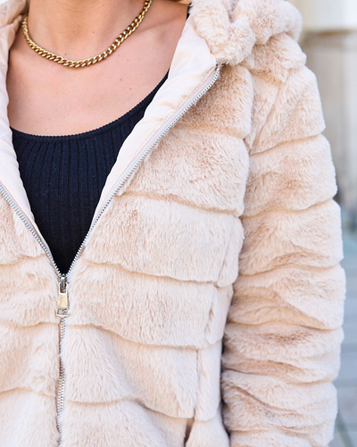 Royalfashion Beige women's imitation fur jacket