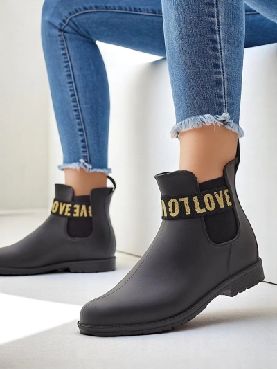 Royalfashion Women's matte rain boots with the inscription Love Love