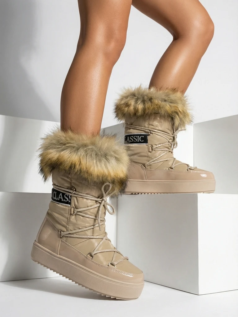 Royalfashion Светло-коричневые ботинки-слипы a'la snow boots for women Gomllo