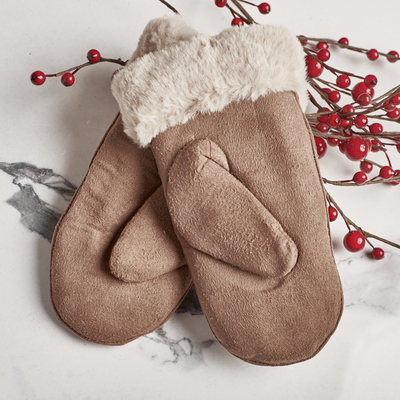 Brown children's mittens with a string and mitts - Gloves