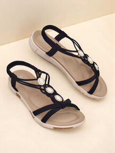 Royalfashion Callista naiste sandaalid – mustad tsirkoonidega espadrillid suveks