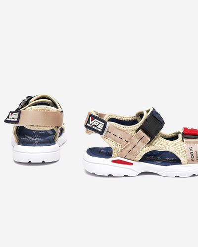 Beige and navy blue boys' sandals with Velcro Elbrusia - Footwear