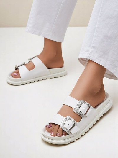 Royalfashion women's slides with buckles Mrs Aurora