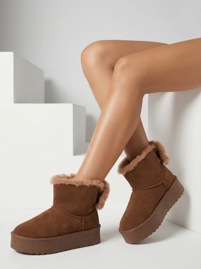 Royalfashion Женские сапоги a'la snow boots в коричневом цвете Goroggo