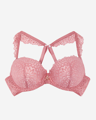 Women's bra with lace in dark pink color - Underwear