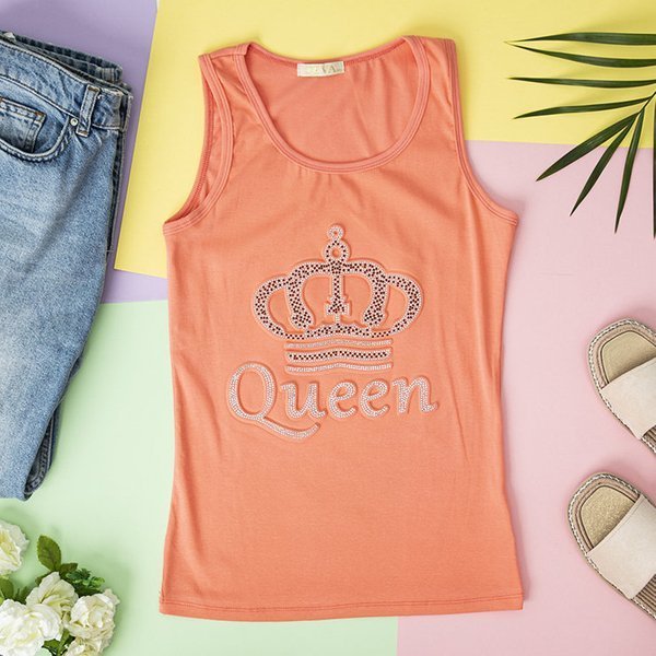 Pink women's top with cubic zirconia - Clothing