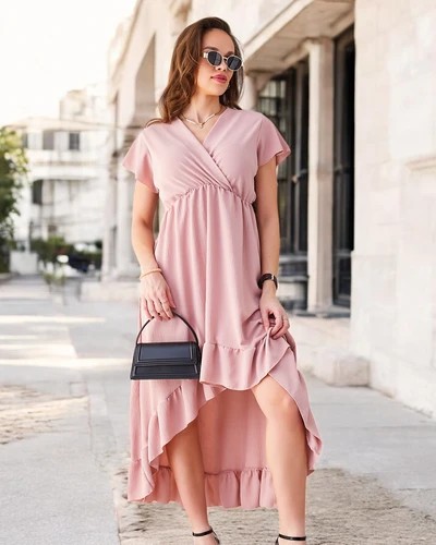 Royalfashion Women's midi dress with an asymmetrical hem