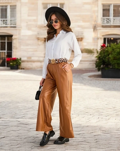Royalfashion Wide wūmen's eco-leather pants