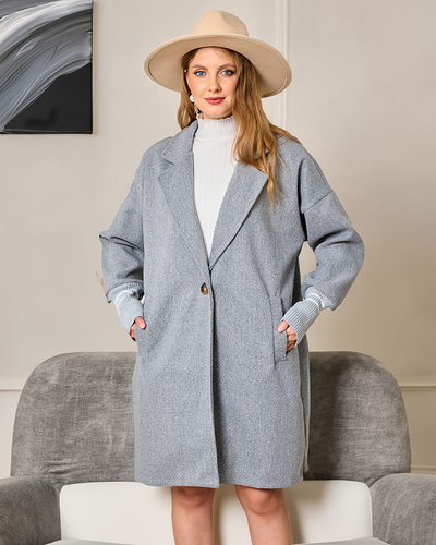 Royalfashion Women's Knee-length Coat Jacket in Gray