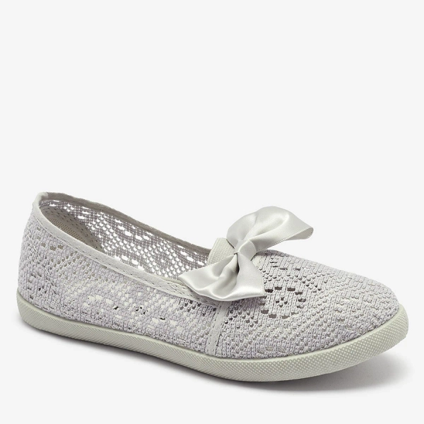 Girls' gray slip on sneakers with bow Sweet Life - Footwear