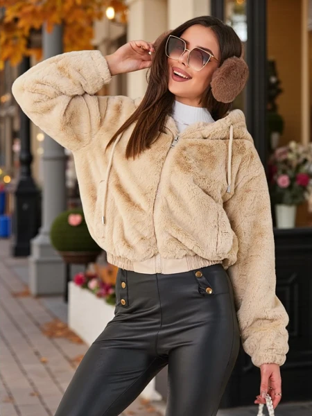 Royalfashion Kvinnor's falskt pälsjacka