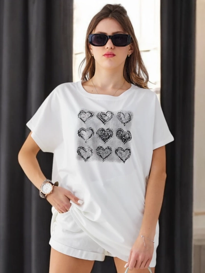 Royalfashion Женская футболка из хлопка Много сердец