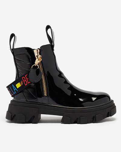 Black lacquered women's boots Osallu- Obuwie