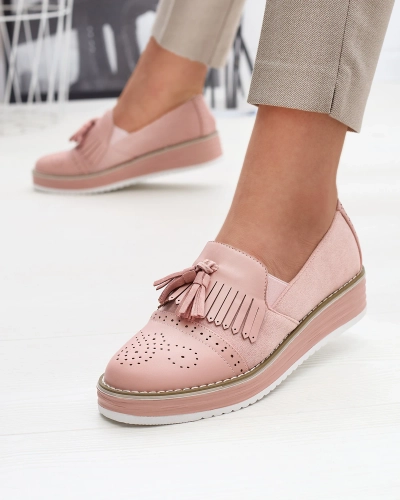 Розовые женские полусапожки на низком каблуке Veolita- Footwear