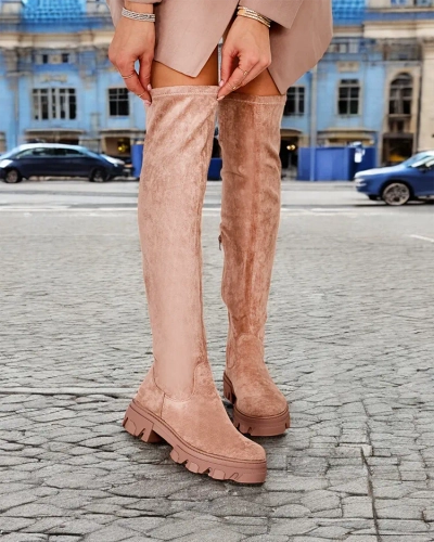 Royalfashion Womon's flat knee-hae slip-on boots Vianas