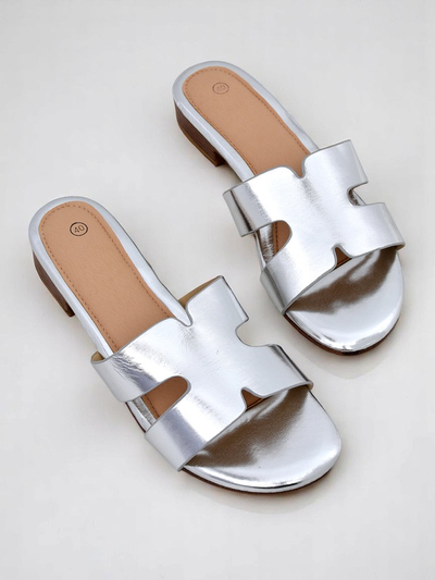 Royalfashion Women's Flat Flip-Flops SilverEase