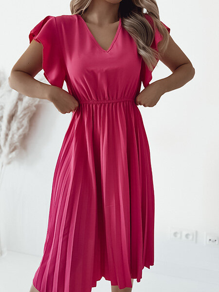 Royalfashion Women's pleated midi dress