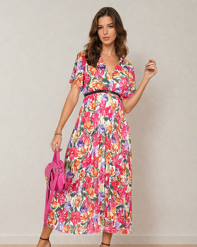 Royalfashion Naiste plisseeritud lilleline midi-kleit