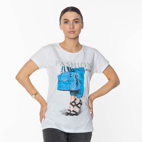White Women's Printed T-Shirt - Clothing