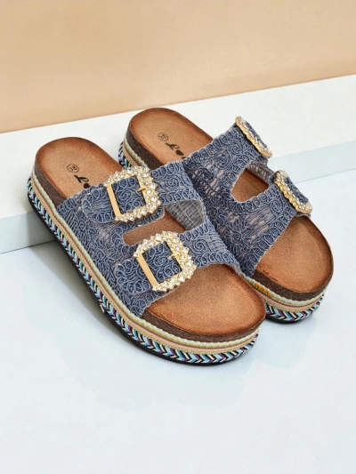 Royalfashion Женские сандалии с пряжками из стразов GlamCork