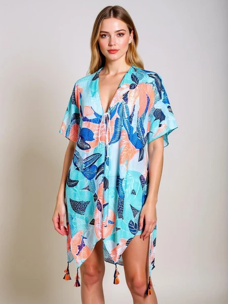 Royalfashion Callista mitmevärviline põlvpikkune V-kaelusega pareo