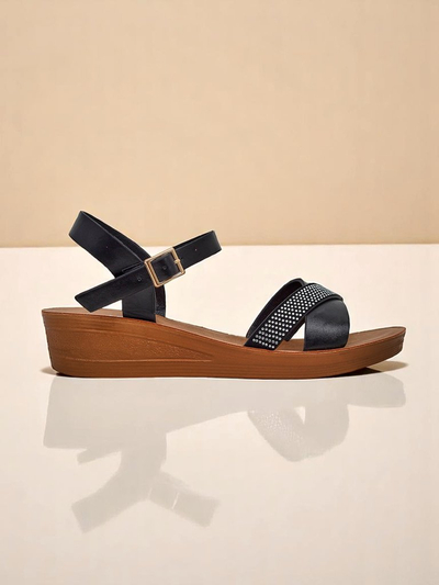 Royal Fashion Women's Rhinestone Wedge Sandals Allona