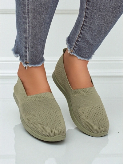 Damskie mokasyny Gaia Verde – wygodne zielone buty z tkaniny na płaskim obcasie -> Женские мокасины Gaia Verde - удобные зеленые туфли из ткани на плоском каблуке