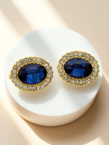 Royalfashion Women's clip-on earrings with crystal and cubic zirconia