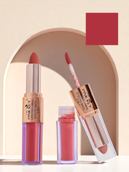 Matte lipstick in stick and liquid form 2-in-1 Cherry Mocha