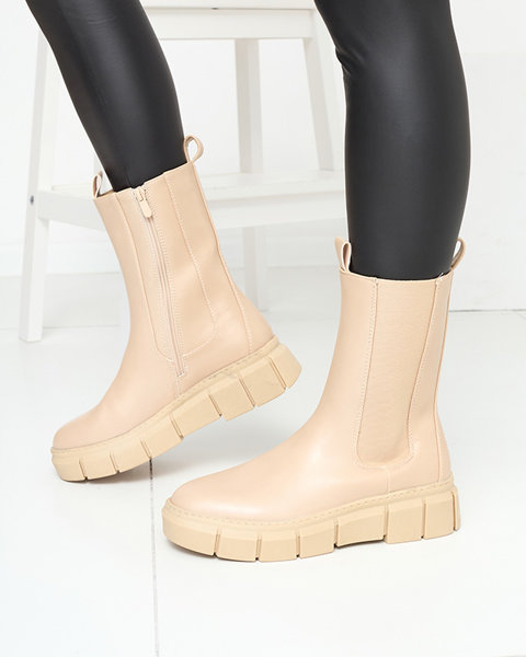 Women's platform boots in beige Couell- Footwear
