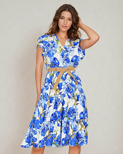 Royalfashion Naiste midiw lilleline kleit