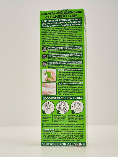 Cleansing and moisturizing facial foam with aloe and brush