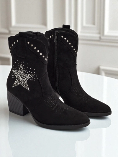 Women's Cowboy Boots with Heel and Decorative Rhinestone Star FableStray