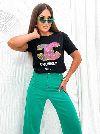 Royalfashion Женская футболка с принтом и цирконами