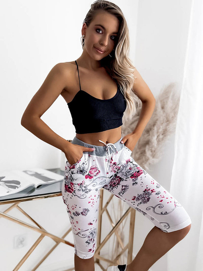 Women's 3/4 length pink and white shorts PLUS SIZE - Clothing