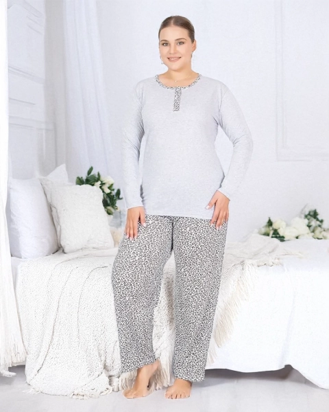 Royalfashion Cotton women's 2-piece pajama in leopard print PLUS SIZE